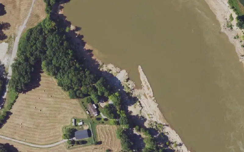 Aerial photo of the area around Rochester Dam, Muhlenberg County