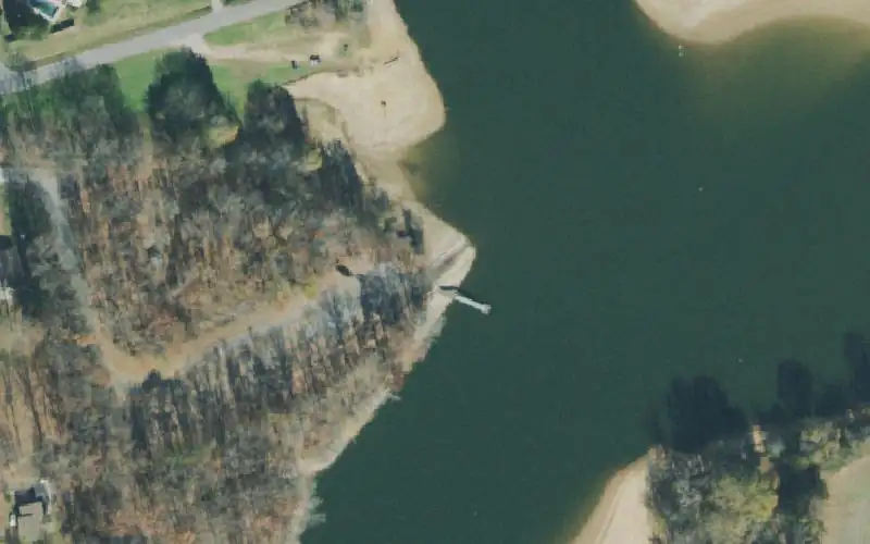 Aerial photo of the area around Rock Creek Boat Ramp, Franklin County