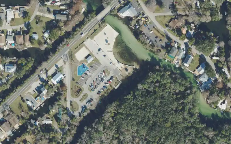 Aerial photo of the area around Rogers Park Boat Ramp, Hernando County