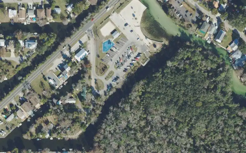 Aerial photo of the area around Rogers Park Canoe Launch, Hernando County