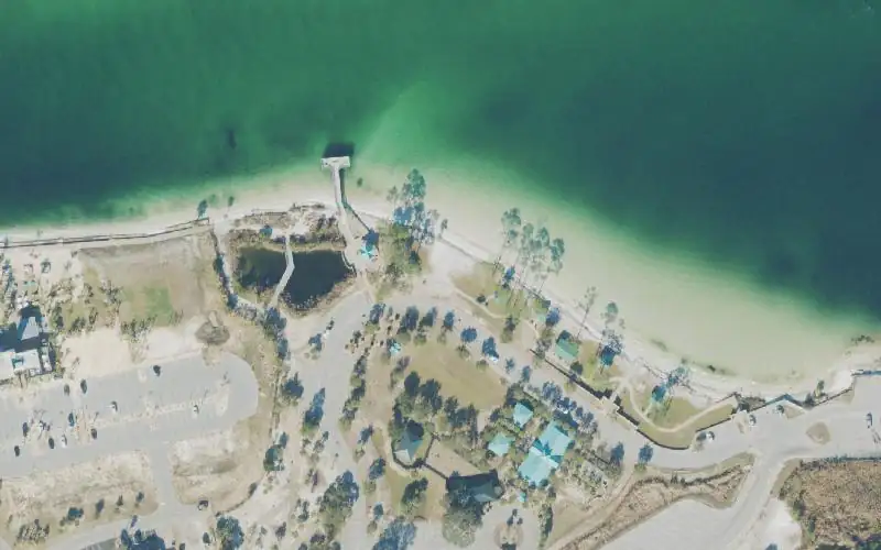 Aerial photo of the area around Ross Marler Park Paddlecraft Beach, Okaloosa County