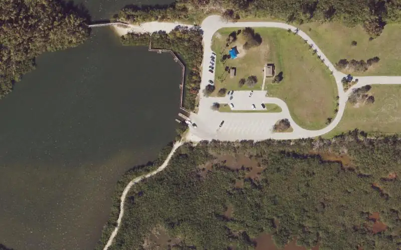 Aerial photo of the area around Round Island Park, Indian River County