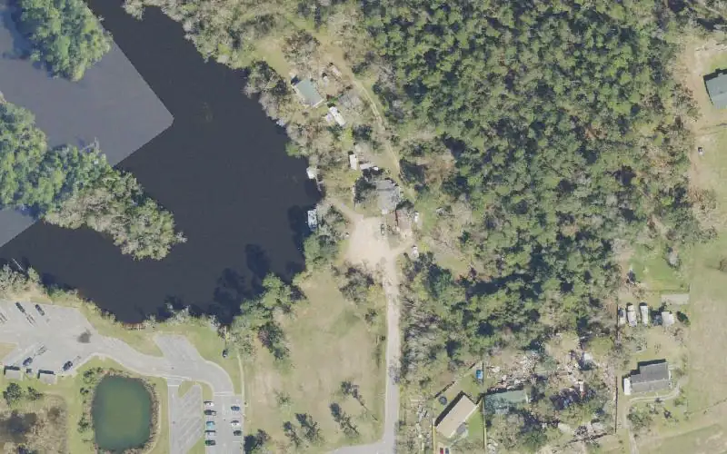Aerial photo of the area around Ruby's Fish Camp, Escambia County