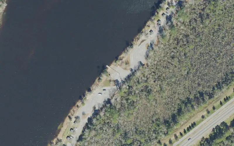 Aerial photo of the area around Russell Harber Landing Park (Milton) - Boat Ramp, Santa Rosa County