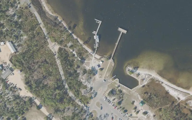 Aerial photo of the area around Saint Andrews State Park - Kayak Beach, Bay County