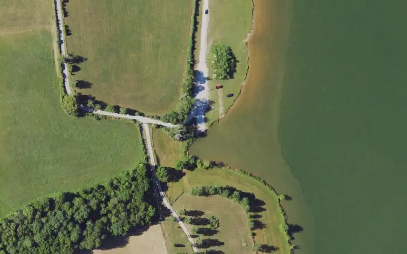 Aerial photo of the area around Salem Lake Ramp, Larue County