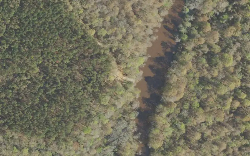 Aerial photo of the area around Salters Lake Recreation Area Canoe Launch, Escambia County