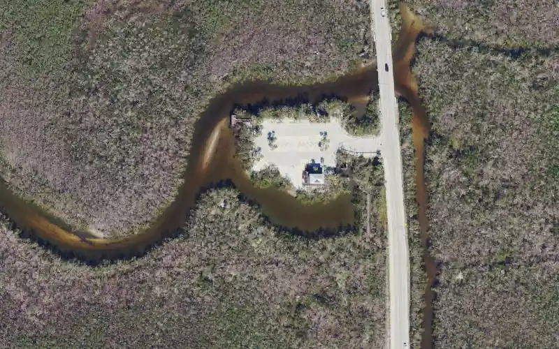 Aerial photo of the area around San Carlos Bay Bunche Beach Preserve Paddle Craft Launch, Lee County