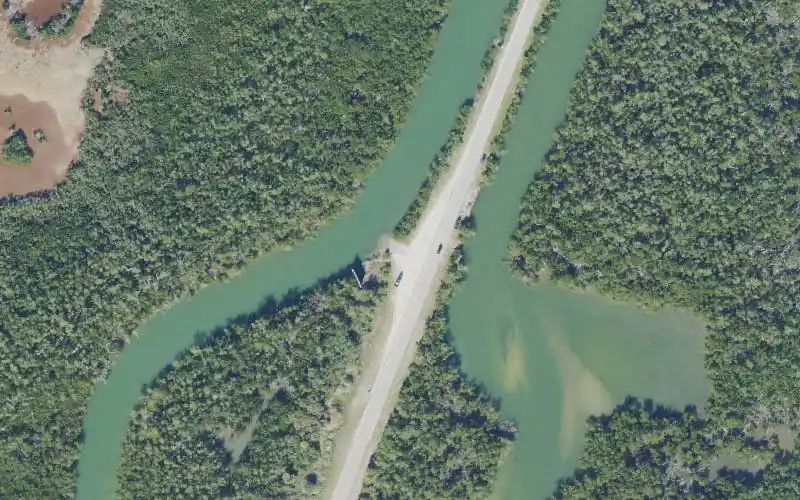 Aerial photo of the area around San Marco Road Wayside Paddlecraft Access, Collier County