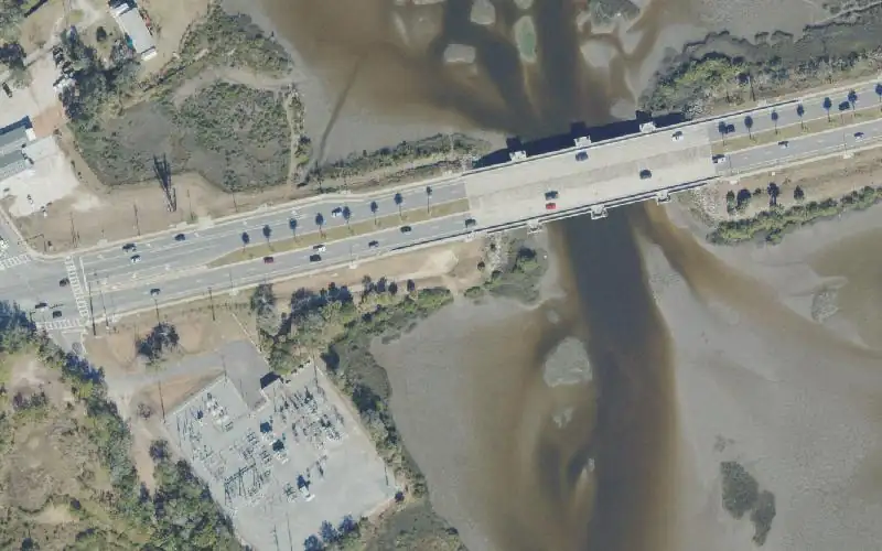 Aerial photo of the area around San Sebastian River at Highway 16 Roadside Primitive Access, St. Johns County