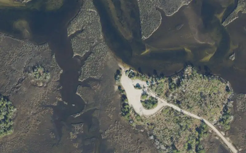 Aerial photo of the area around Sand Ridge Primitive Boat Launch - Big Bend WMA- Jena Unit (shallow tidal creek), Dixie County