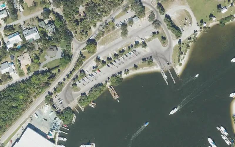 Aerial photo of the area around Sandsprit Park Boat Ramp, Martin County