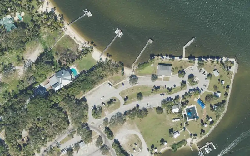 Aerial photo of the area around Sandsprit Park - St Lucie River Kayak Beach, Martin County