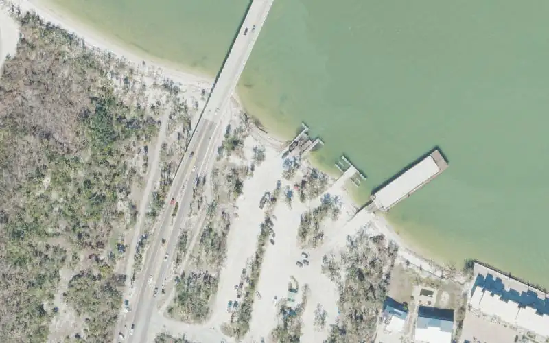 Aerial photo of the area around Sanibel Island Public Boat Ramp, Lee County