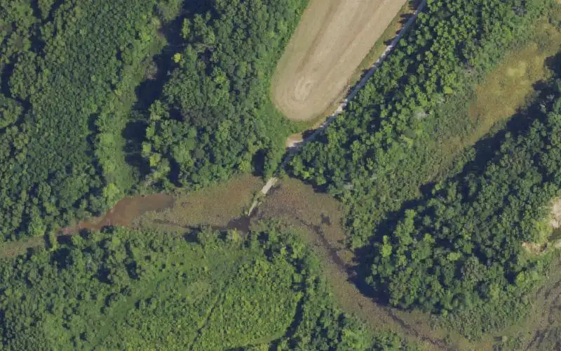 Aerial photo of the area around Sauerheber Unit Slough, Henderson County