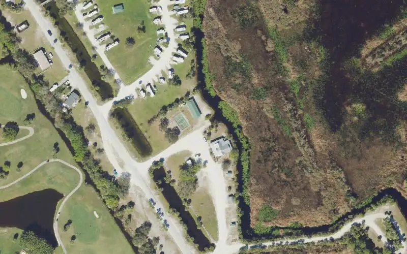 Aerial photo of the area around Savannas Preserve State Park Recreation Area Canoe Launch, St. Lucie County