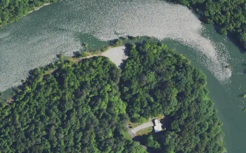 Aerial photo of the area around Sawmill Ramp (upper Beaver Creek), Wayne County