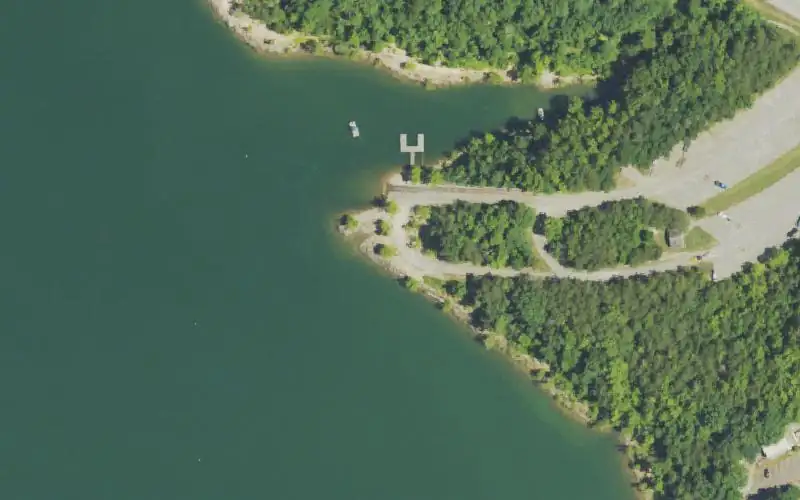 Aerial photo of the area around Scotts Creek Ramp, Rowan County