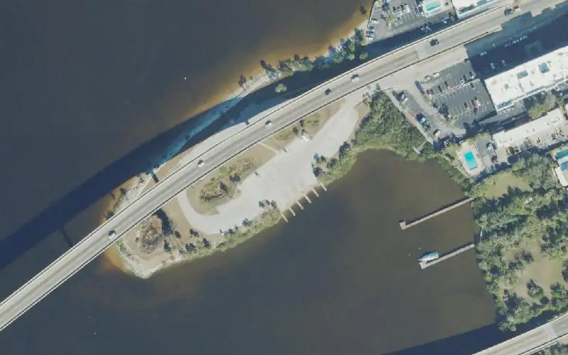 Aerial photo of the area around Seabreeze Park And Boat Ramp, Volusia County