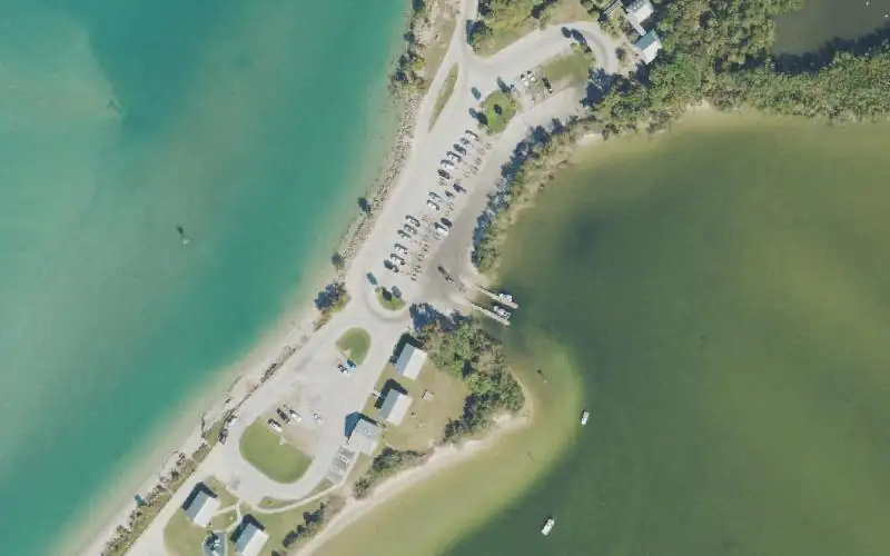 Aerial photo of the area around Sebastian Inlet State Park - Coconut Point Boat Ramp, Indian River County