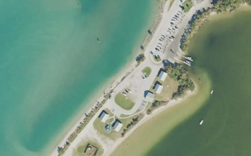 Aerial photo of the area around Sebastian Inlet State Park - Coconut Point Canoe Launch, Indian River County