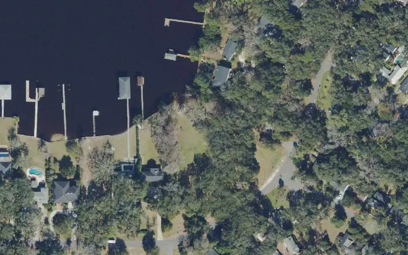 Aerial photo of the area around Seminole Park Paddlecraft Access, Duval County