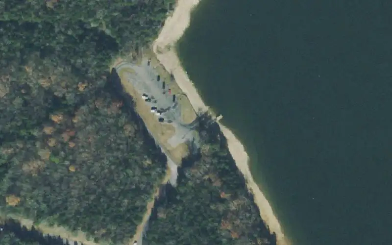 Aerial photo of the area around Seven Points Boat Ramp, Davidson County