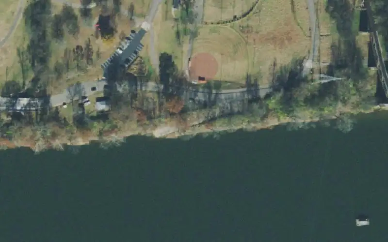 Aerial photo of the area around Shelby Park Boat Ramp, Davidson County