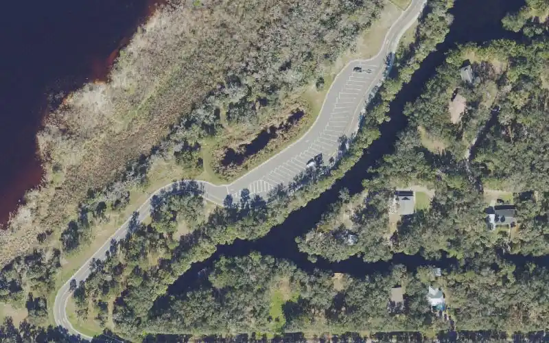 Aerial photo of the area around Shell Harbor Marine Park, Volusia County