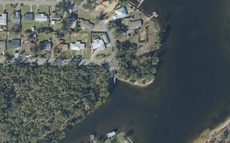 Aerial photo of the area around Shoreline Circle Public Boat Ramp (Pretty Bayou), Bay County