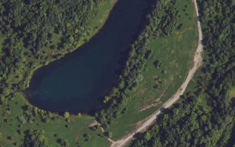 Aerial photo of the area around Shovel Lake, Muhlenberg County