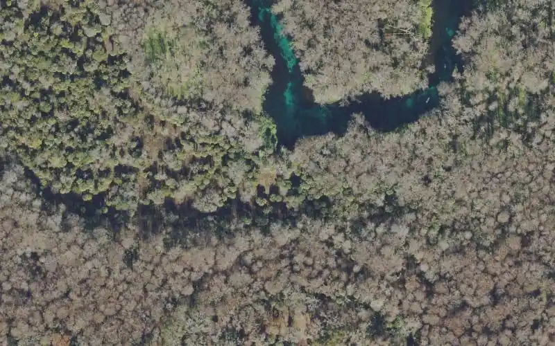 Aerial photo of the area around Silver Springs State Park - Group Camp Canoe Launch, Marion County