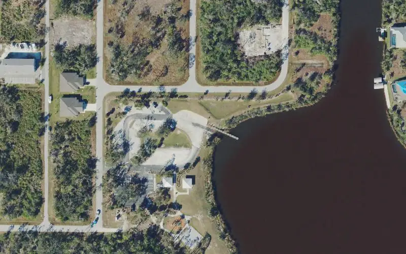Aerial photo of the area around South Gulf Cove Park Public Boat Ramp, Charlotte County