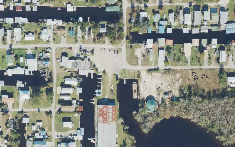 Aerial photo of the area around Starling's Suwannee Marina Inc., Dixie County
