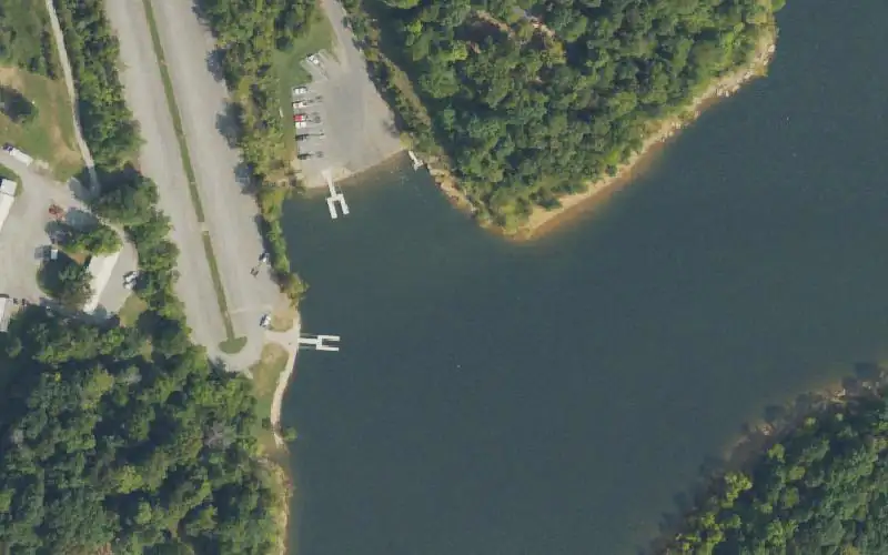 Aerial photo of the area around State Park Marina, Grayson County