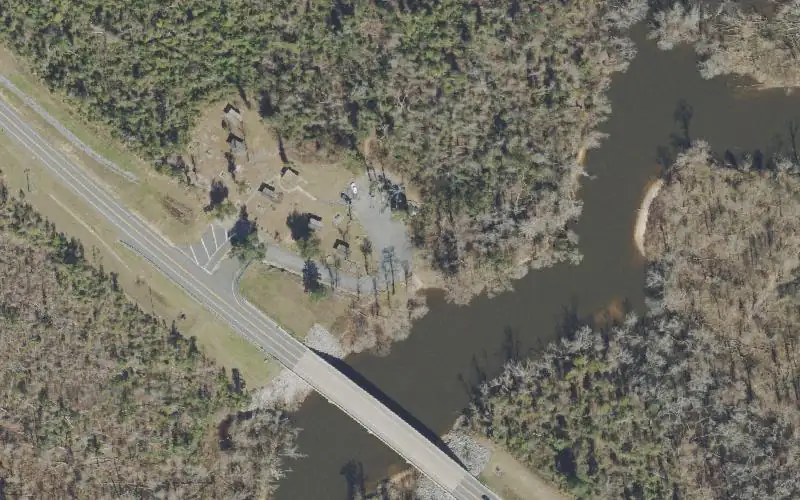 Aerial photo of the area around State Road 20 Chipola River Public Boat Ramp, Calhoun County