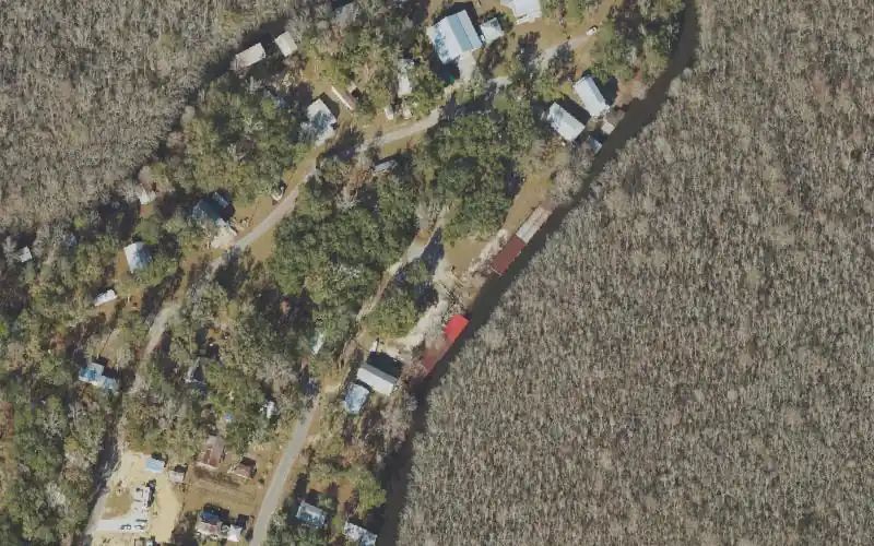 Aerial photo of the area around Steele Field Landing Pay Ramp, Walton County