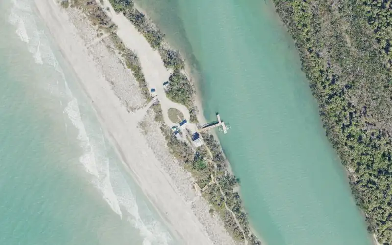 Aerial photo of the area around Stump Pass Beach State Park Kayak Launch, Charlotte County