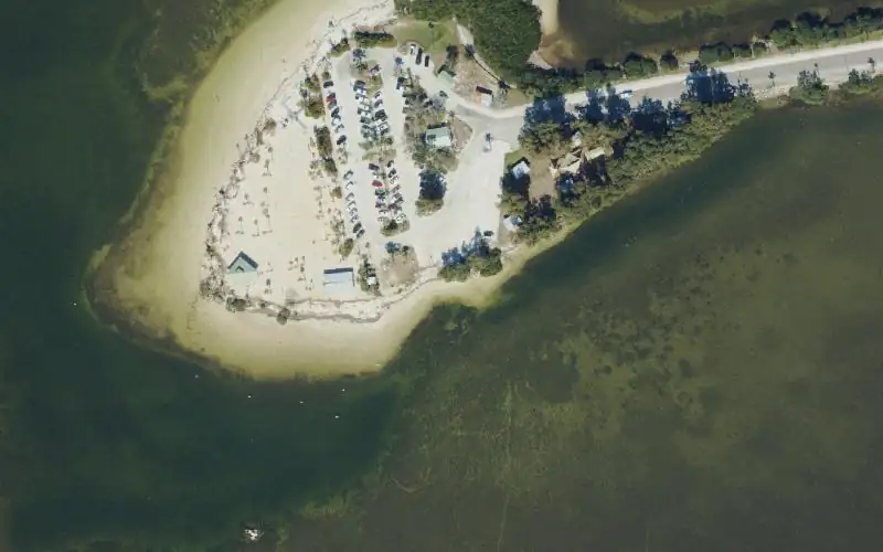 Aerial photo of the area around Sunset Beach Park - Sand Launch Beach (City Permit Required), Pinellas County