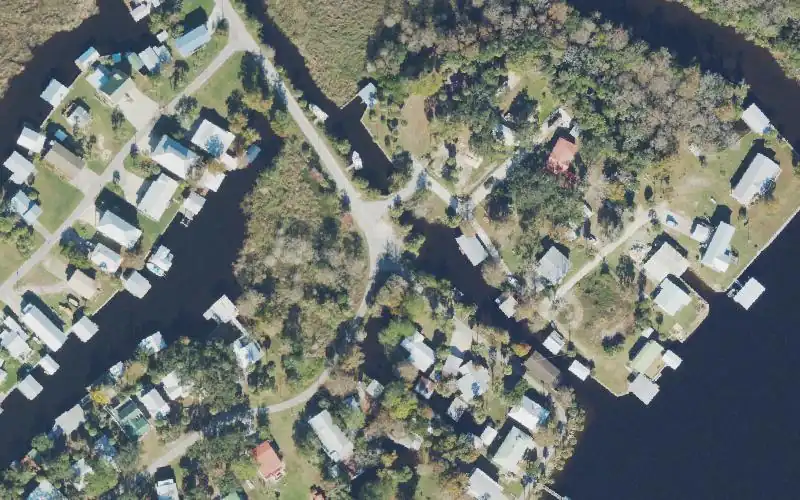 Aerial photo of the area around Suwannee Boat Ramp (No Parking), Dixie County