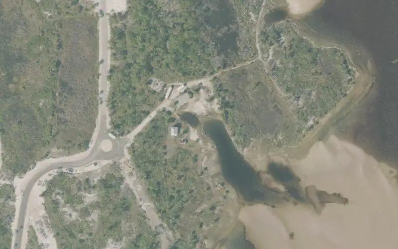 Aerial photo of the area around T.H. Stone Memorial Joseph Peninsula State Park- Bayview Picnic Area Kayak Launch, Gulf County