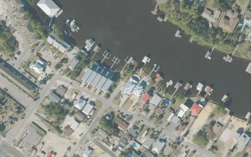 Aerial photo of the area around Tarpon Street Paddlecraft Access, Bay County