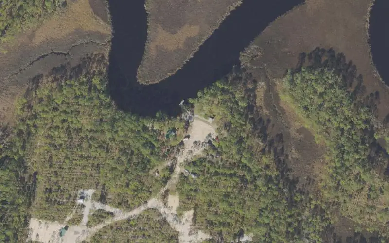 Aerial photo of the area around Tate's Hell State Forest - Cash Creek Day Use Area Boat Ramp, Franklin County
