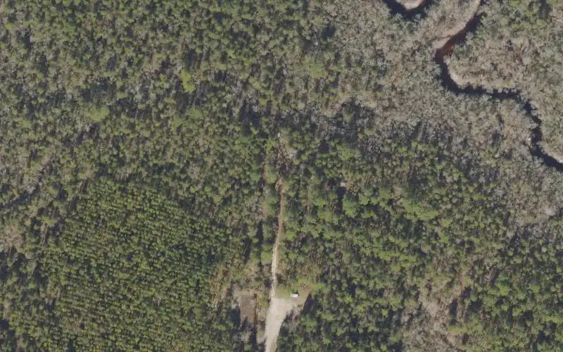 Aerial photo of the area around Tate's Hell State Forest - North Road Camp Canoe Access, Liberty County