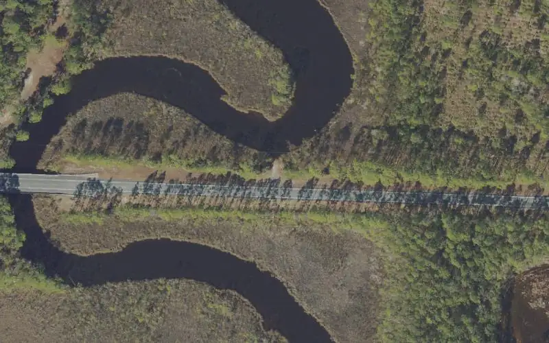 Aerial photo of the area around Tate's Hell State Forest - Whiskey George Creek Primitive Access (Smaller Boats Only), Franklin County