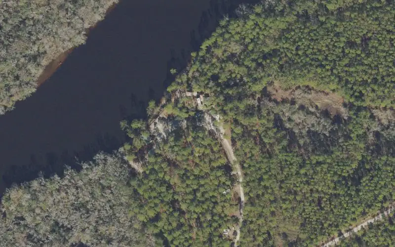 Aerial photo of the area around Tate's Hell State Forest - Womack Creek Recreation Site Boat Launch, Franklin County