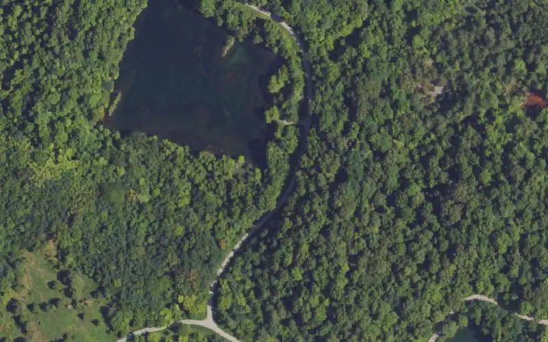Aerial photo of the area around Taz Hole, Muhlenberg County