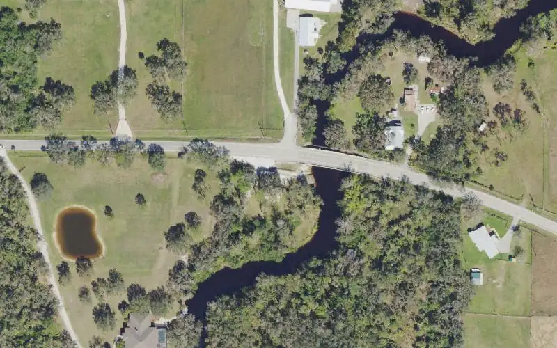 Aerial photo of the area around Telegraph Creek Primitive Paddlecraft Launch, Lee County