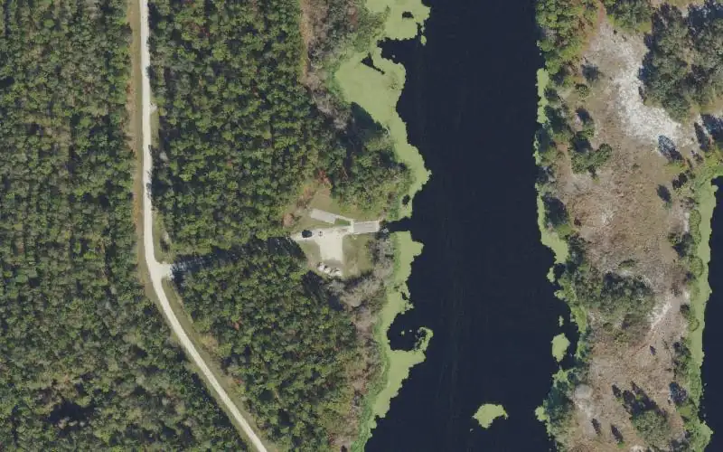 Aerial photo of the area around Tenoroc FMA - Fish Hook Lake, Polk County