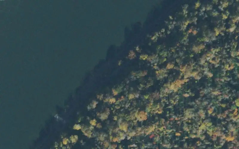 Aerial photo of the area around Three Islands, White County